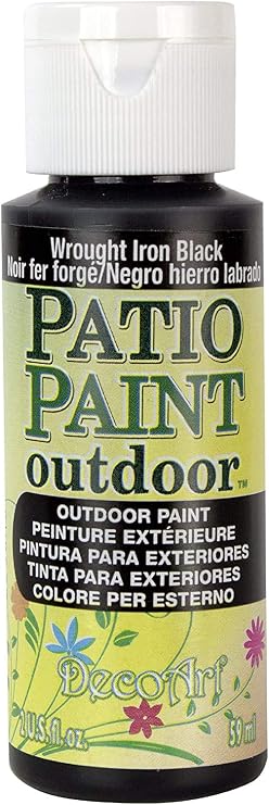 DecoArt Patio Paints: Weatherproof Wrought Iron Acrylic Paint, 2-Pack, 2oz, Scruff & Scratch Resistant for Concrete, Terracotta and Wood Patio Decor + E-Book