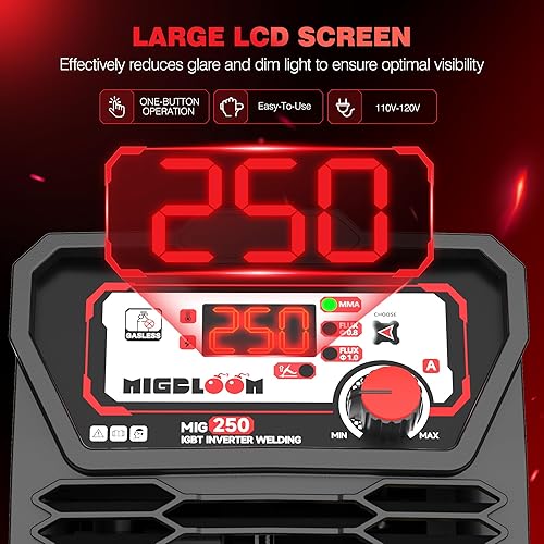 Miniatura 3 de Soldador MIG de 250 amperios - 4 en 1 MIGStickLift TIG Soldador de gas sin gas Digital MIG Soldador MIG 110V220V Máquina de soldadura de pantalla