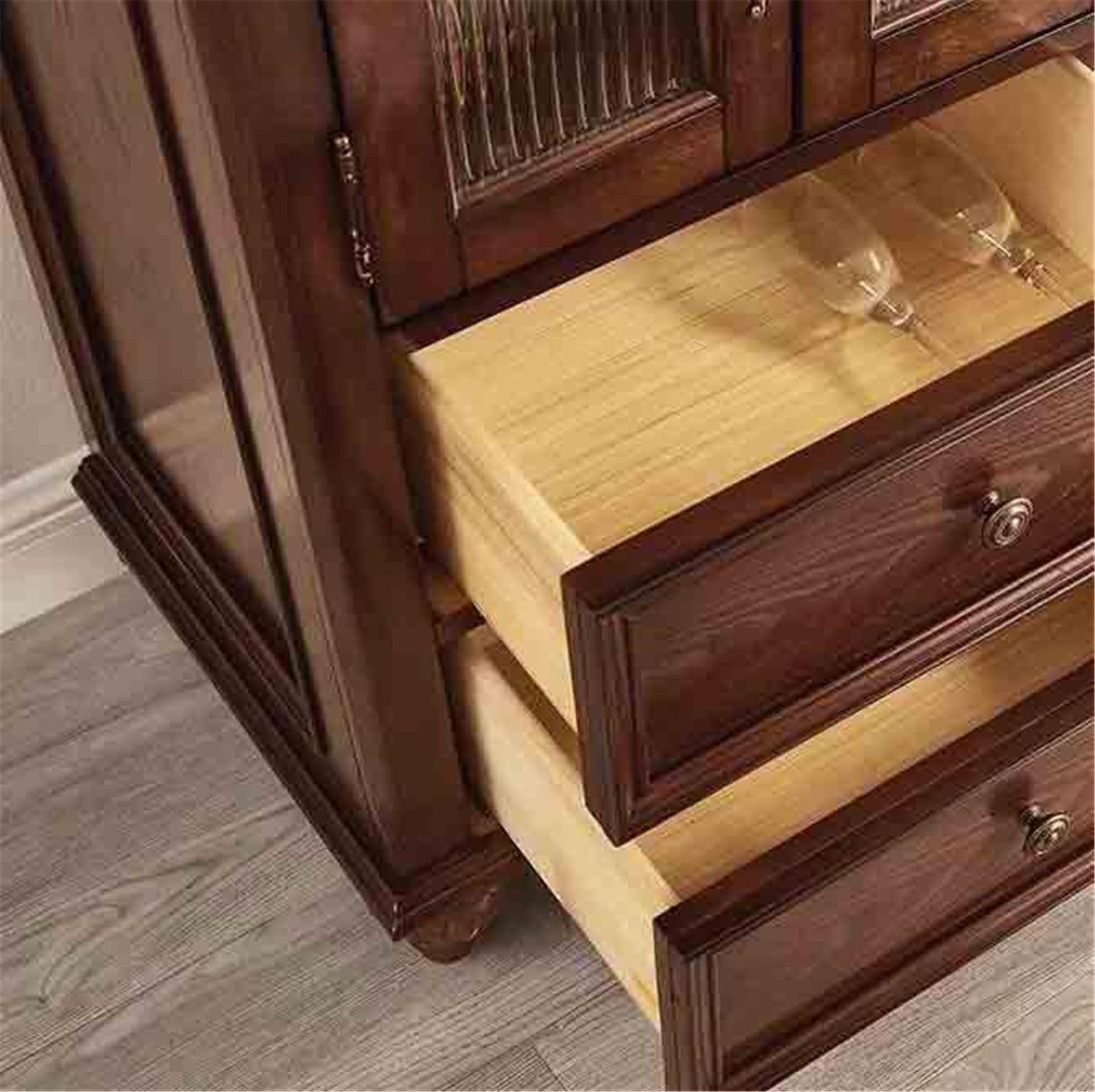 Coffee Bar in noce con 2 cassetti, mobiletto for wine bar a LED