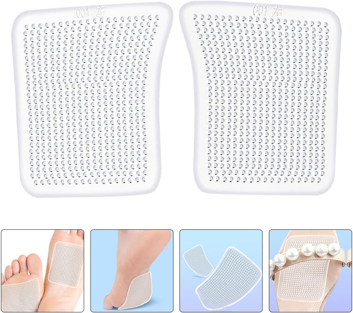 Forefoot Gel Pads Cushions 4pcs Metatarsal Foot Inserts Non-Slip Soft Reusable Ball-of-Foot Cushions for High Heels Pumps Women’s Foot Care