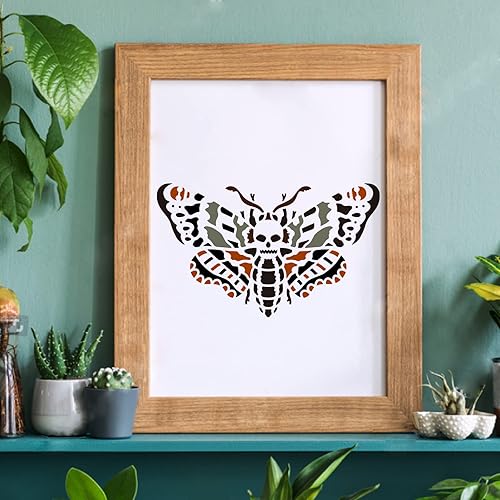 Miniatura 5 de FINGERINSPIRE Plantillas de dibujo de esqueleto de polilla de 11.6 x 8.3 pulgadas, plantillas reutilizables de plástico para pintar en madera, piso,