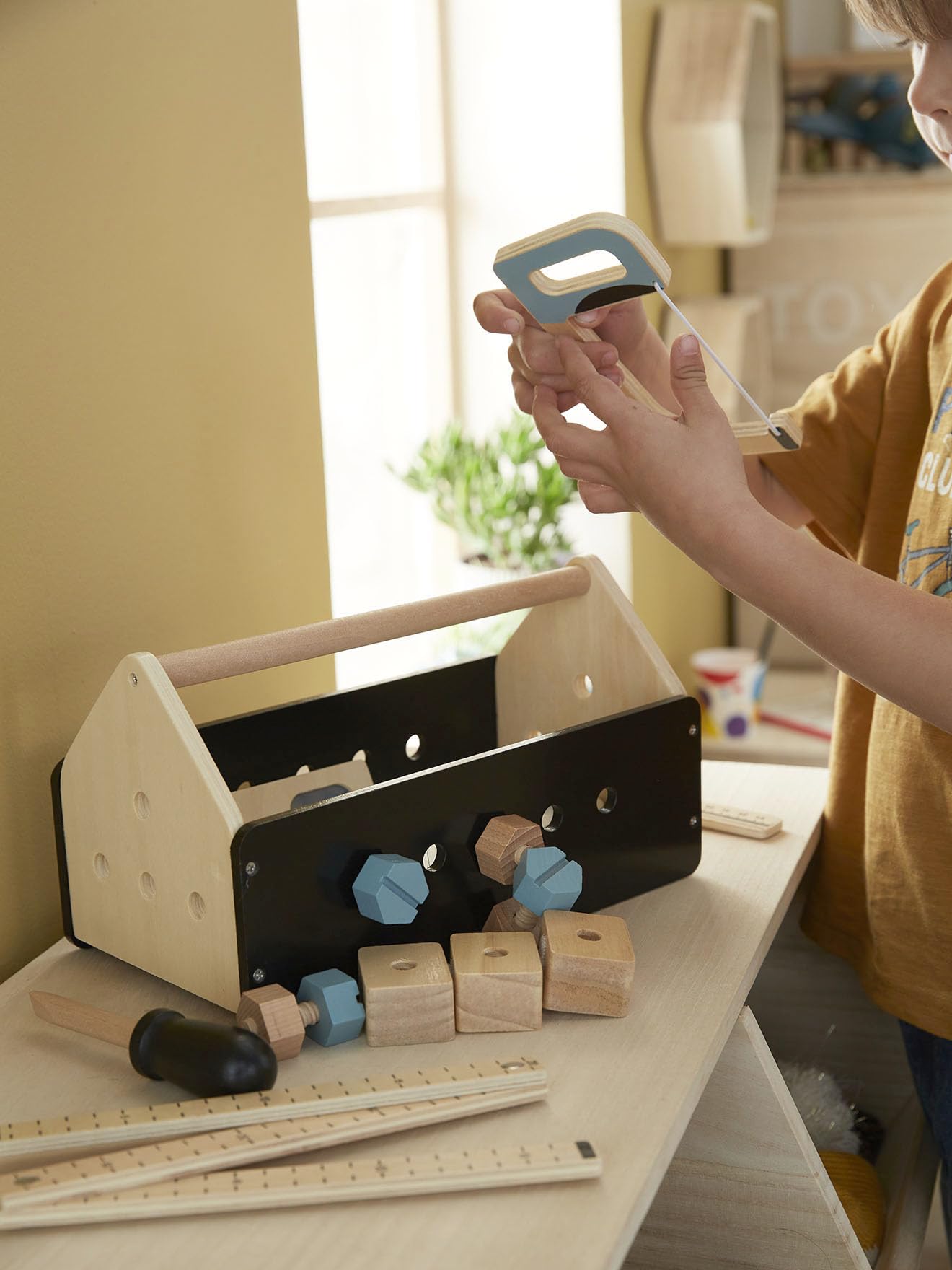 VERTBAUDET Boîte à Outils du Bricoleur en Bois Noir TU