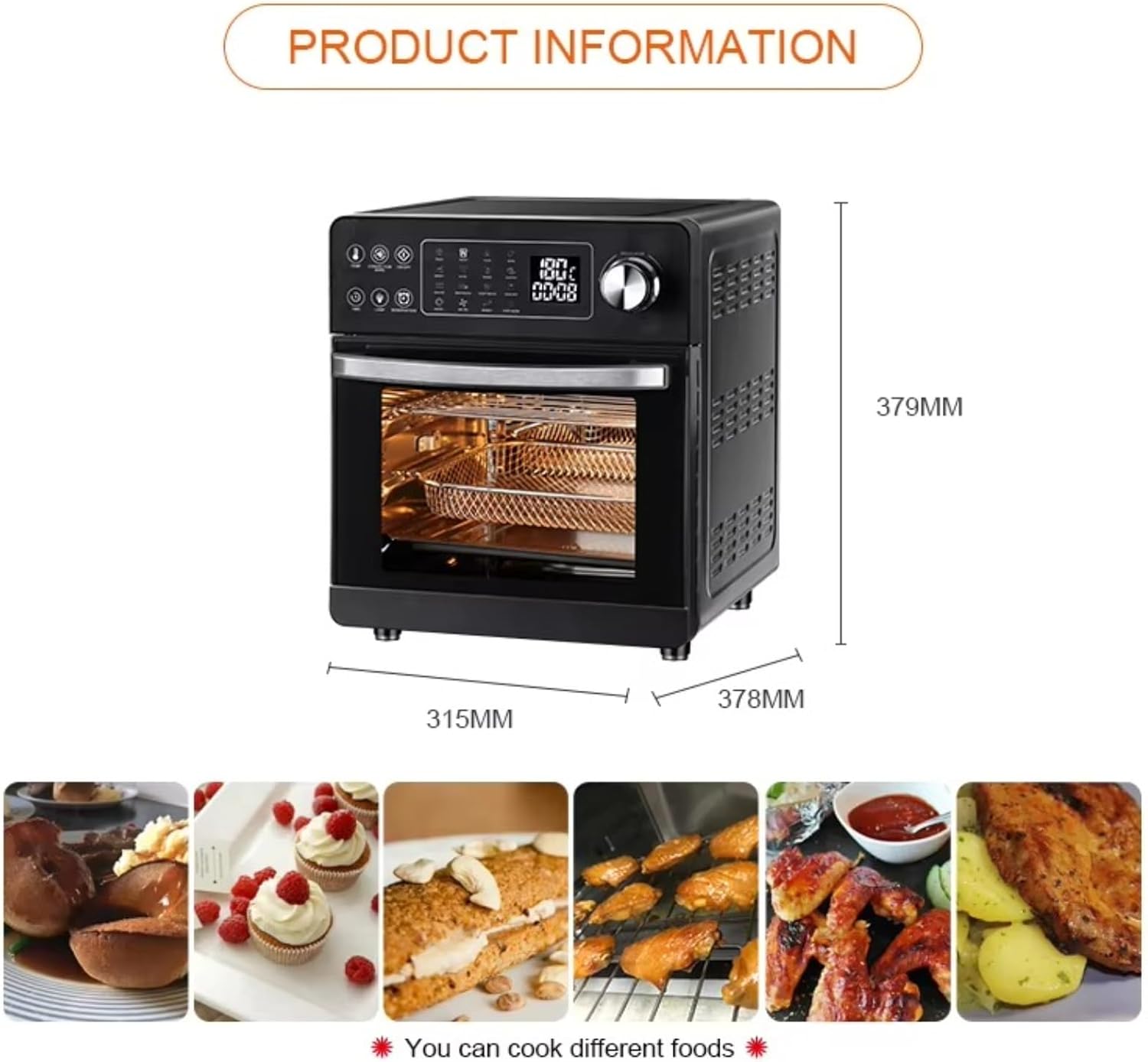 Commercial Convection Oven, Large Capacity Electric Oven with Digital Control & Uniform Baking, Stainless Steel for Bakery, Catering & Food Truck Owners