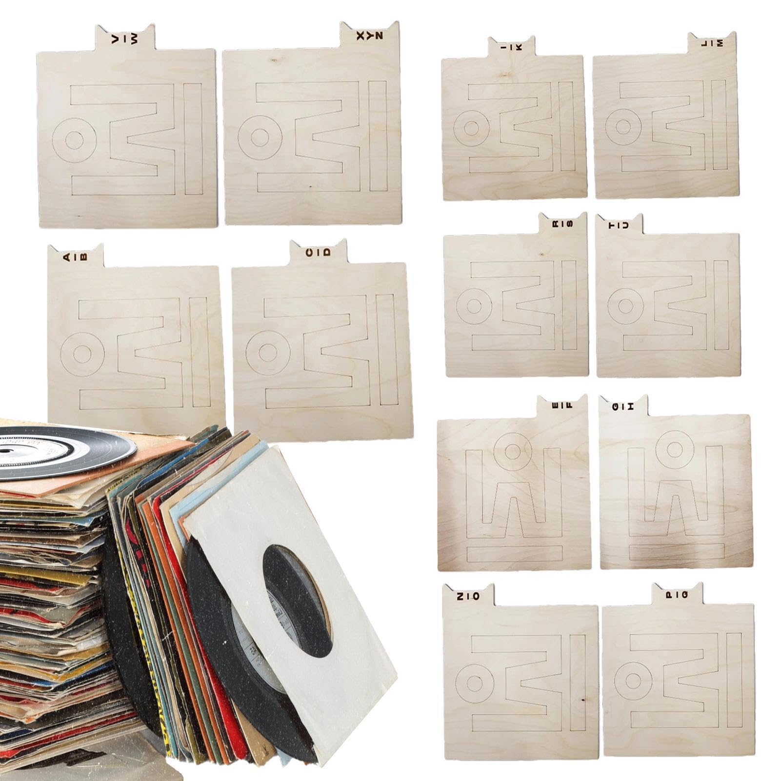 Separador de discos de vinilo, separador de índice de carpetas | separadores alfabéticos, 12 separadores LP, organizador alfabético para álbumes, libros, discos de vinilo, carpetas