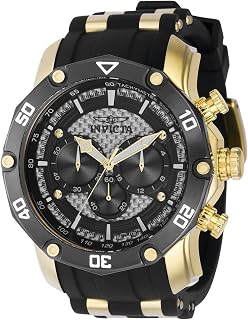 Men's Pro Diver 50mm Stainless Steel, Silicone Quartz Chronograph Watch, Black (Model: 37717)