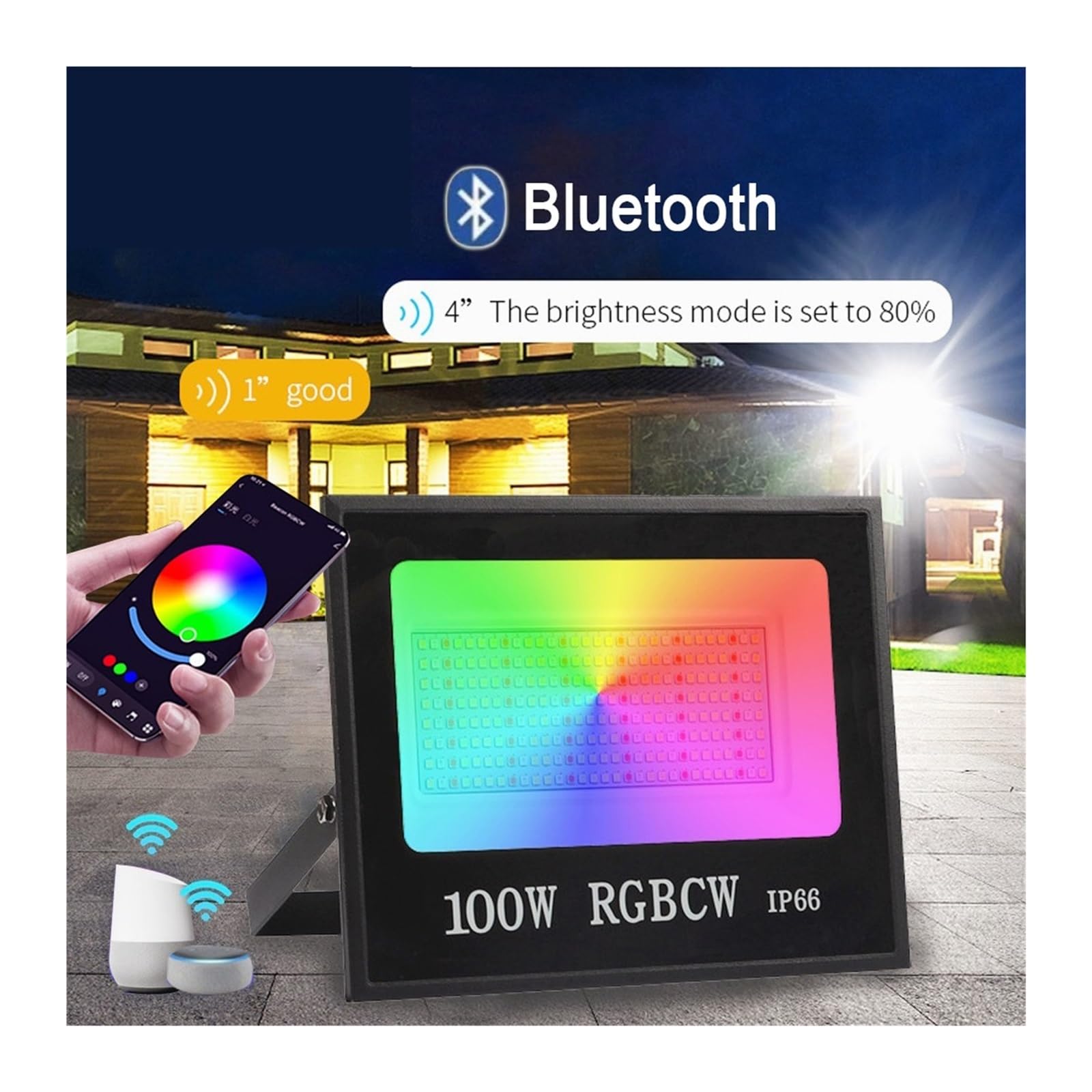 Esterno Tuya Smart Lighting Proiettore A LED 30W 50W 100W RGB Luce Esterna Controllo App Faretti da Esterno(100W RGBCW Smart)