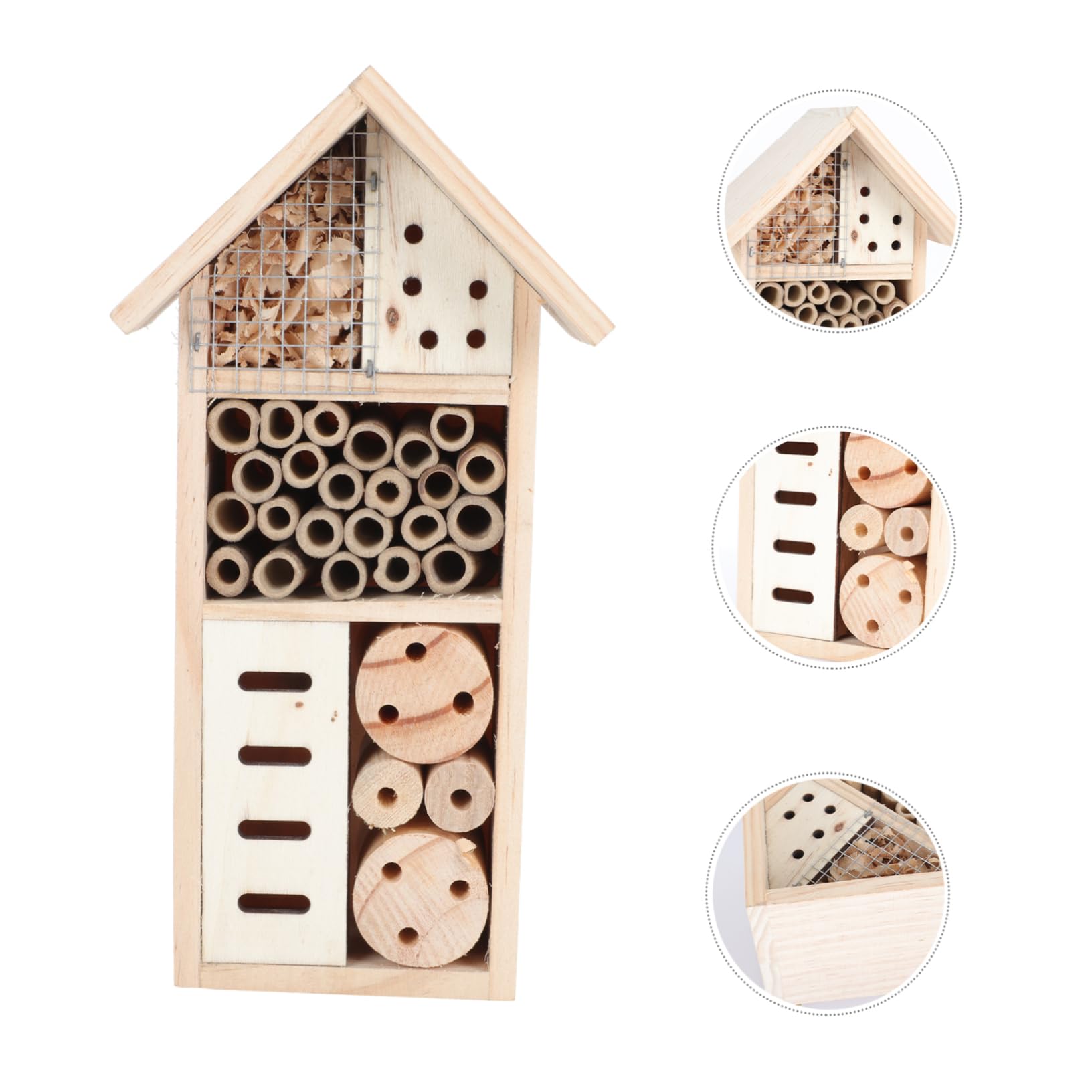 TOYANDONA 1pezzi Casetta per Insetti in Legno Rifugio per Allevamento delle Api Habitat per Piccoli Insetti Arnia Sospesa Casa Insetti Stile Capanna