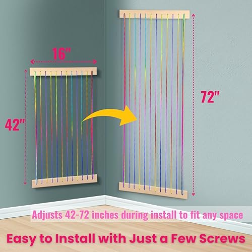 Miniatura 2 de Organizador de juguetes de madera suave para almacenamiento de animales de peluche, bonito y duradero para pared o puerta, longitud ajustable,