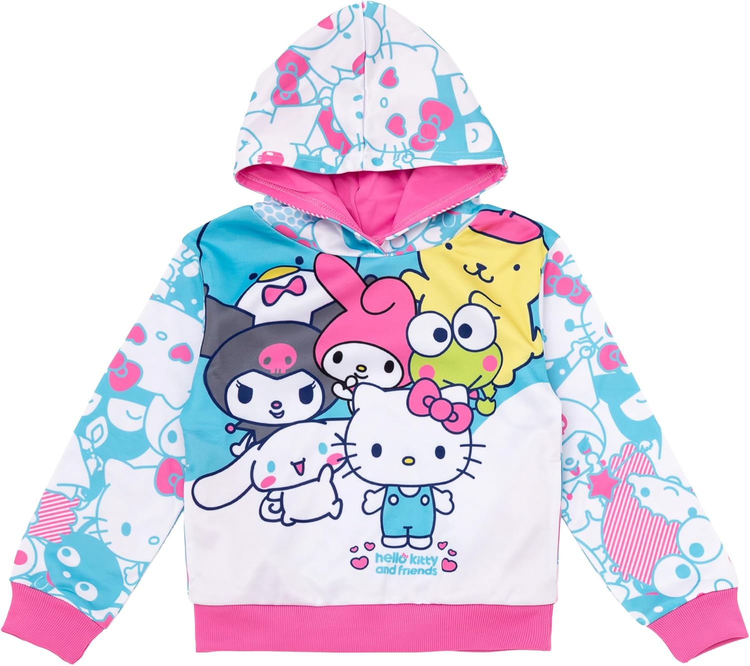 Hello Kitty Girls Fleece Pullover Hoodie Toddler to Big Kid Sizes (2T - 14-16)