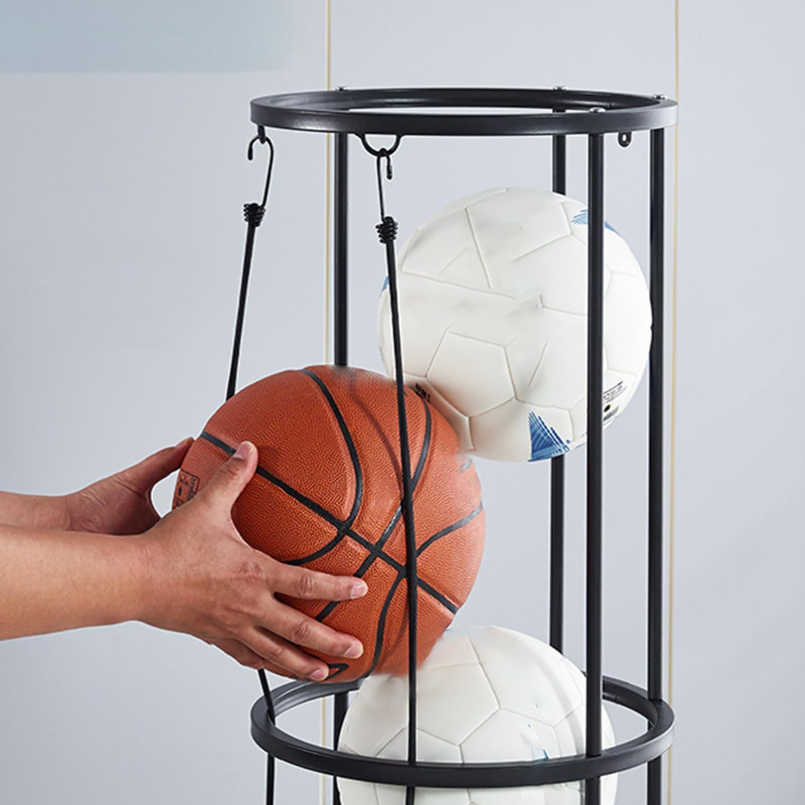 Multifunktionales Basketballregal, stabile Ballstütze für Wohnzimmer, Schlafzimmer, Garage, Fitnessstudio, Sportclub – Aufbewahrungslösung für drinnen und draußen