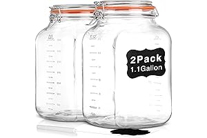 Upgraded 1.1 Gallon Wide Mouth Airtight Glass Storage Jars