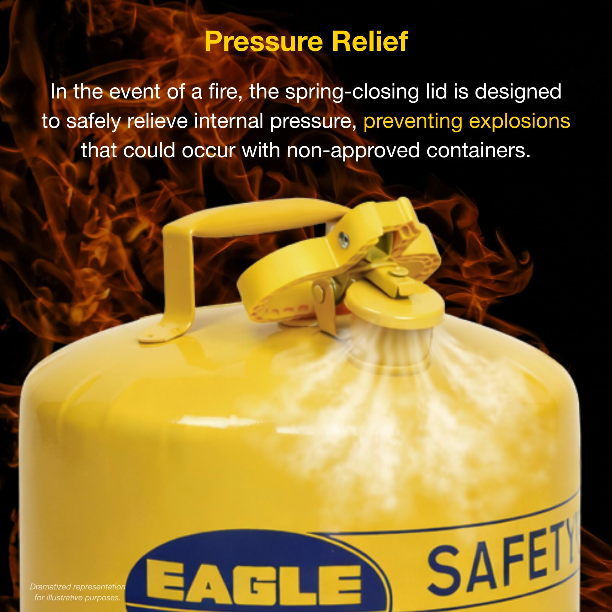 Eagle UI-50-FSY amarillo acero galvanizado tipo I Diesel Seguridad puede con embudo, 5 Gallon Capacity, altura de 13,5 cm, 12,5 cm de diámetro