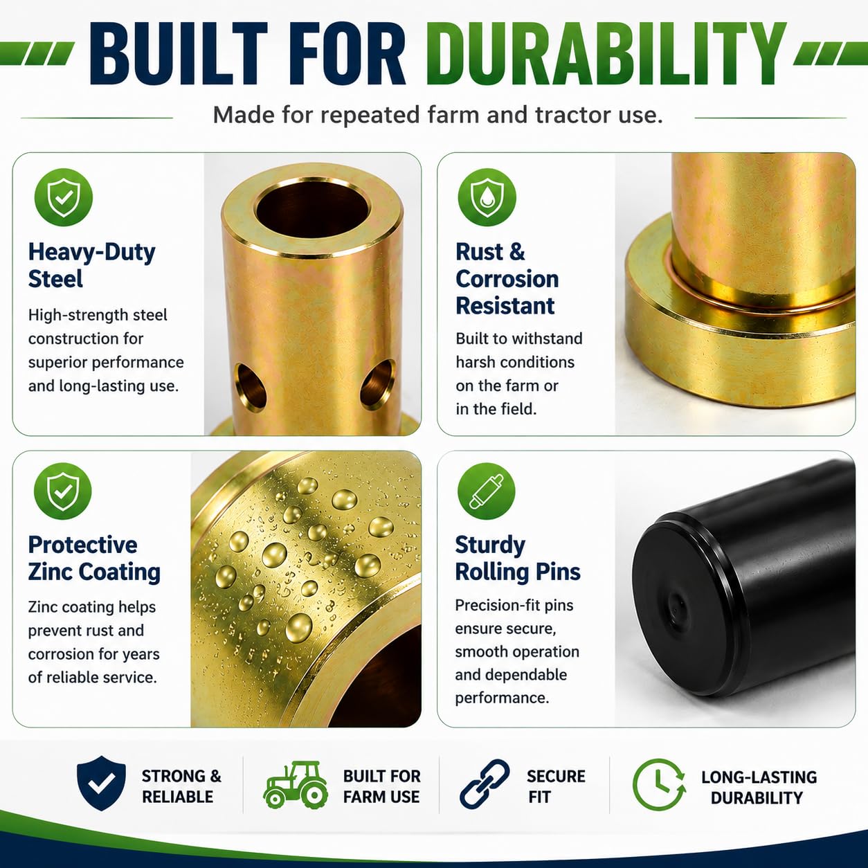 Kit de bujes adaptadores de enganche rápido Cat 1 para tractores de categoría 1-3 puntos, uso de adaptadores de fijación rápida con pines (2 pares) (2) (4)
