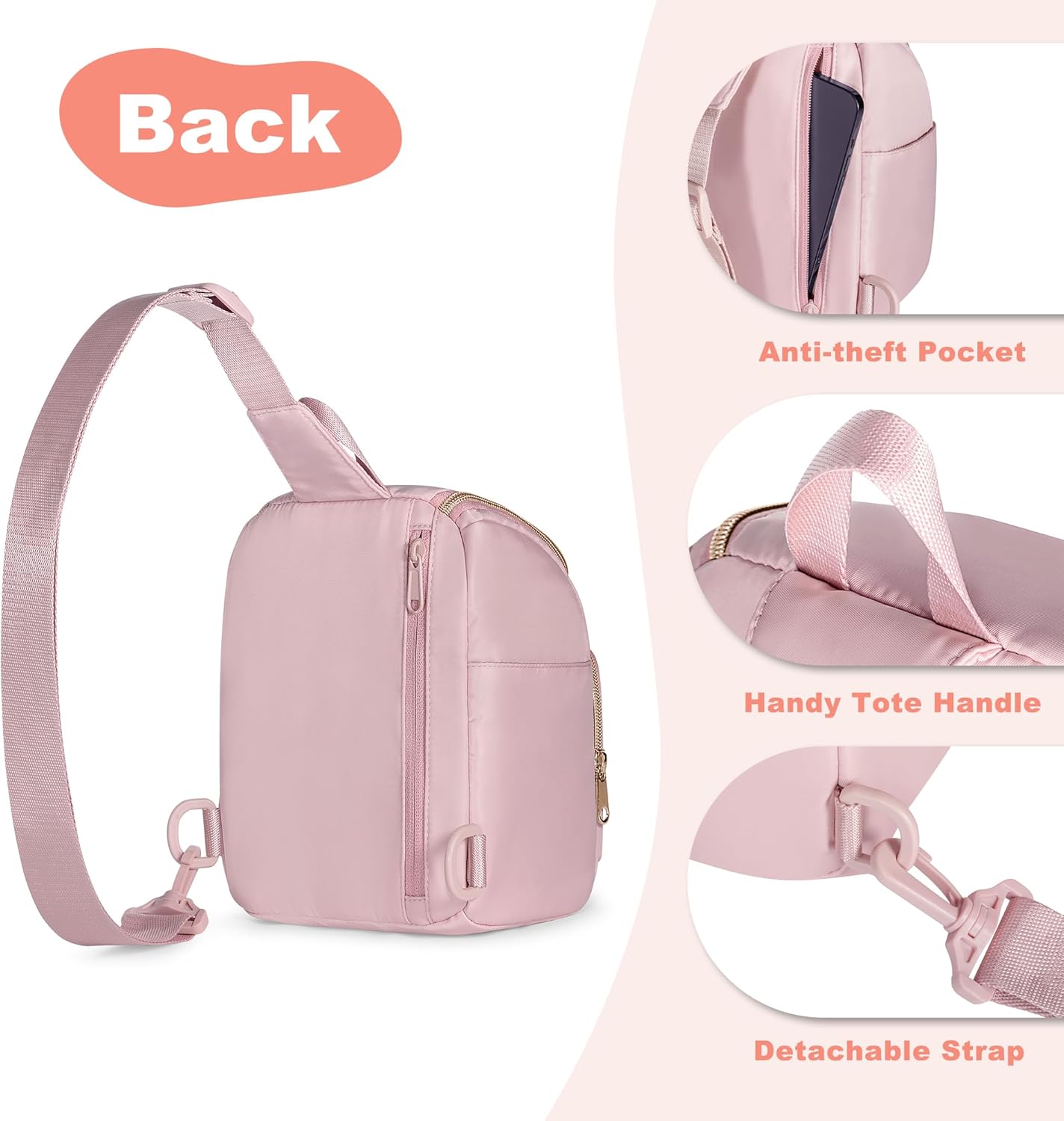 Camera Sling Bag Compatible with Polaroid Now 3rd/2nd Gen, Flip, Now+, Go Gen 2 Instant Film Camera, Crossbody Carrying Case with Adjustable Strap,Pink