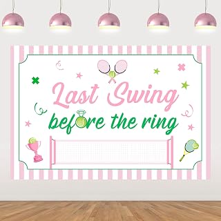 Last Swing Before The Ring Bachelorette Backdrop Pink Green Tennis Party Decoration Golf Bachelorette Party Decor Golf Themed Backdrop for Tennis Themed Engagement Wedding Bridal Shower Supplies