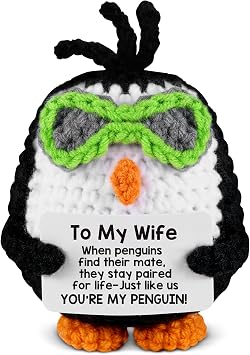 atimier Romantic and Fun Gift for Wife - Ideal for Anniversary, Birthday, Christmas, Valentines Day & Mothers Day - Adorable Hand - Crafted Penguin - Themed Present