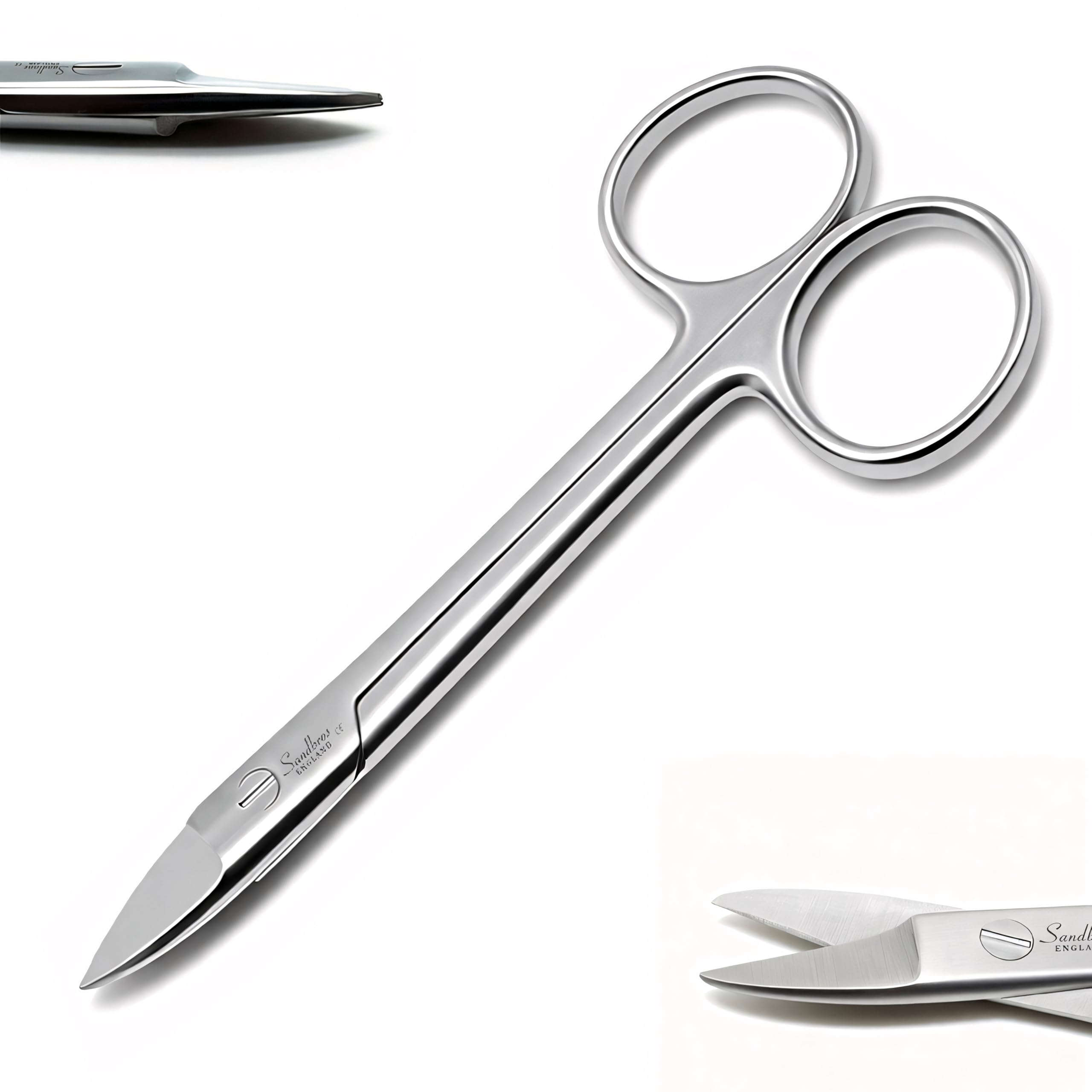 Sandbros Silver Crown Beebee Scissor Stainless Steel Dental Instruments 4 Inches - For Manicure, Nails, Sewing, Embroidery, Felt Cutting