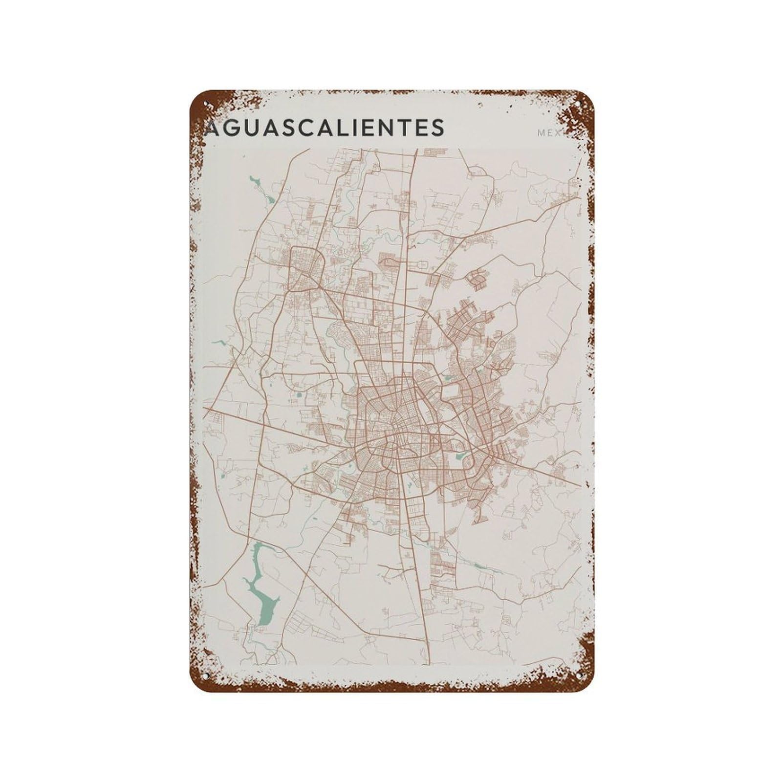 xiaoxiaoshen Aguascalientes Map Mexico Travel Gift Farmhouse Decor (2) Wall Decor Art Metal Tin Poster Modern Home Decor Art Home Bar Shop Decorations Vintage Sign 30x20cm