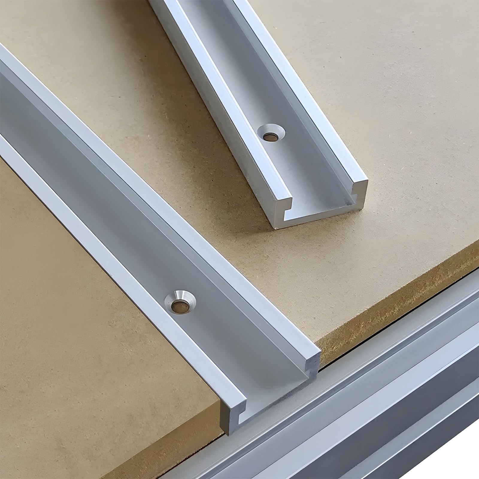 DBREAKS 4pcs T-Track, 400mm T Track Rail en Aluminium, T-Slot pour les Routeurs Fixes de Table de Table du Bois Planches de Plume, avec 6 vis autotaraudeuses(30mm)