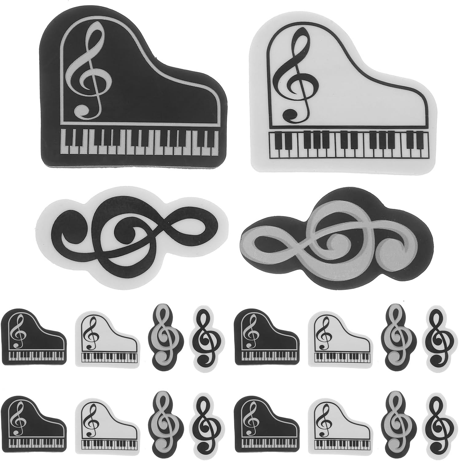 Milisten 40pcs Piano and Musical Note Mini Erasers, Compact Monochrome Pencil Erasers, School Supplies Classroom Prizes for Back to School and Drawing