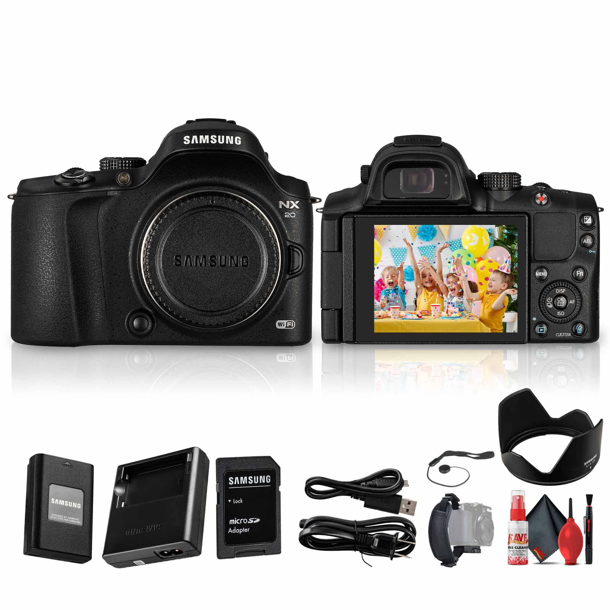Samsung NX20 Digital Camera Bundle Including Battery, Charger, Hand Strap, Cleaning Kit, Cap Keeper