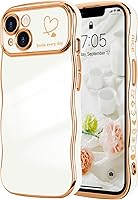 Vista 27 de LCHULLE Funda para iPhone Air para mujeres y niñas, lindo marco ondulado con forma rizada con patrón de corazón de amor, cubierta de protección
