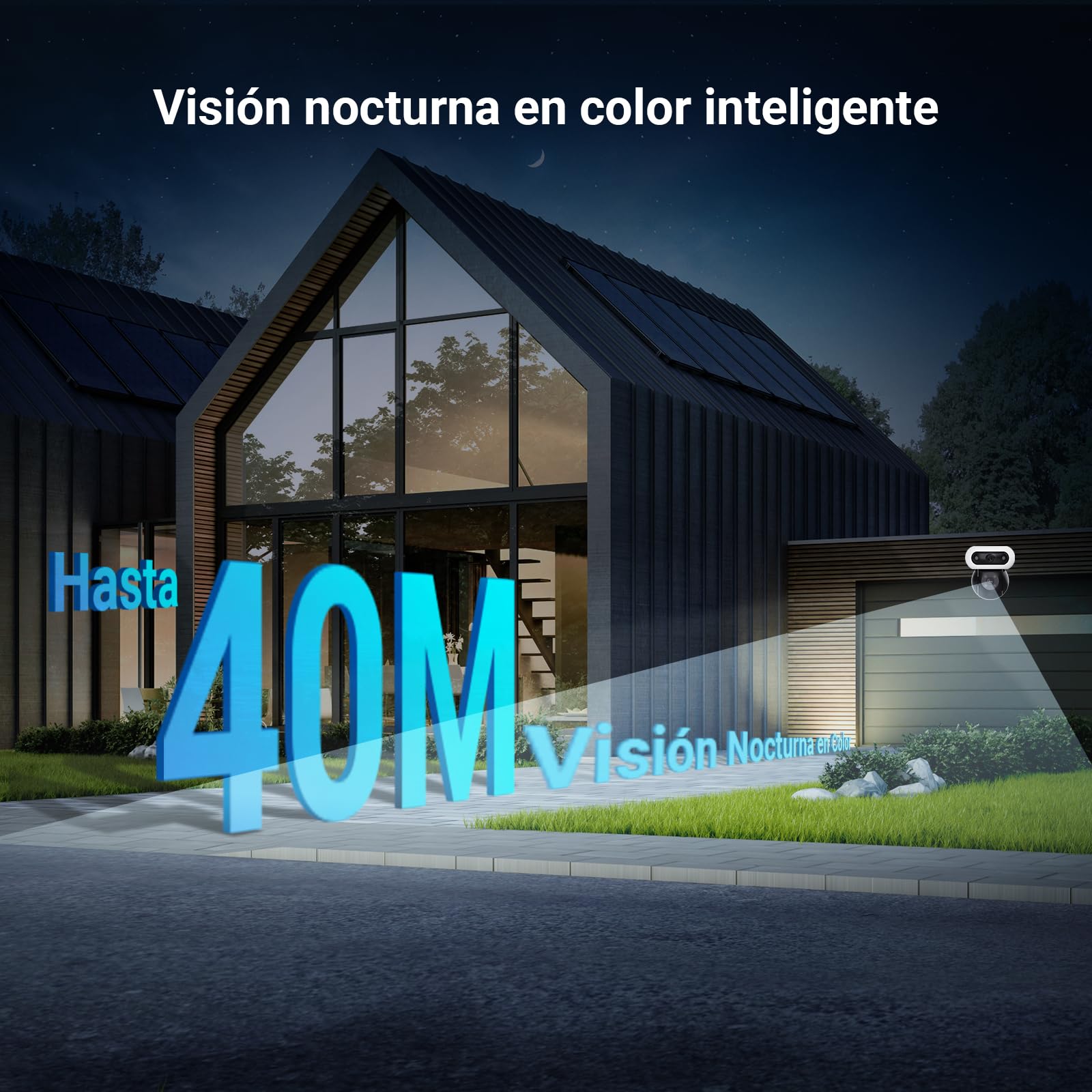 EZVIZ Cámara Vigilancia WiFi Exterior Doble Lente 8MP(4MP+4MP), 360° Cámara IP de Seguridad con Visión Nocturna en Color,Detección IA de Persona/Vehículo,Audio Bidireccional,Alexa,Impermeable,C90 Dual