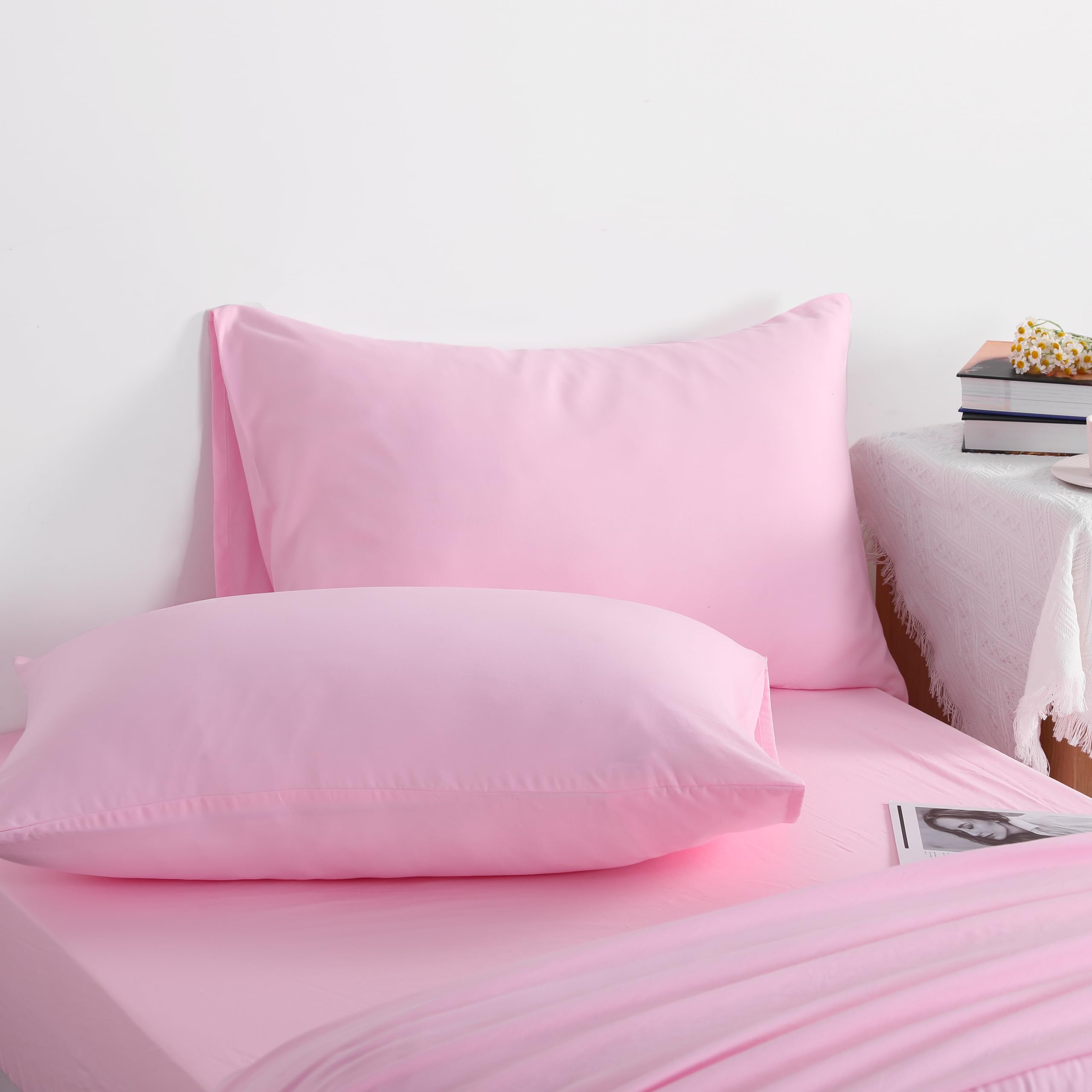 Juego de edredón individual con sábanas, juego de ropa de cama individual suave y transpirable de 5 piezas, cama individual en una bolsa, juego de edredón alternativo de plumón de color sólido 6