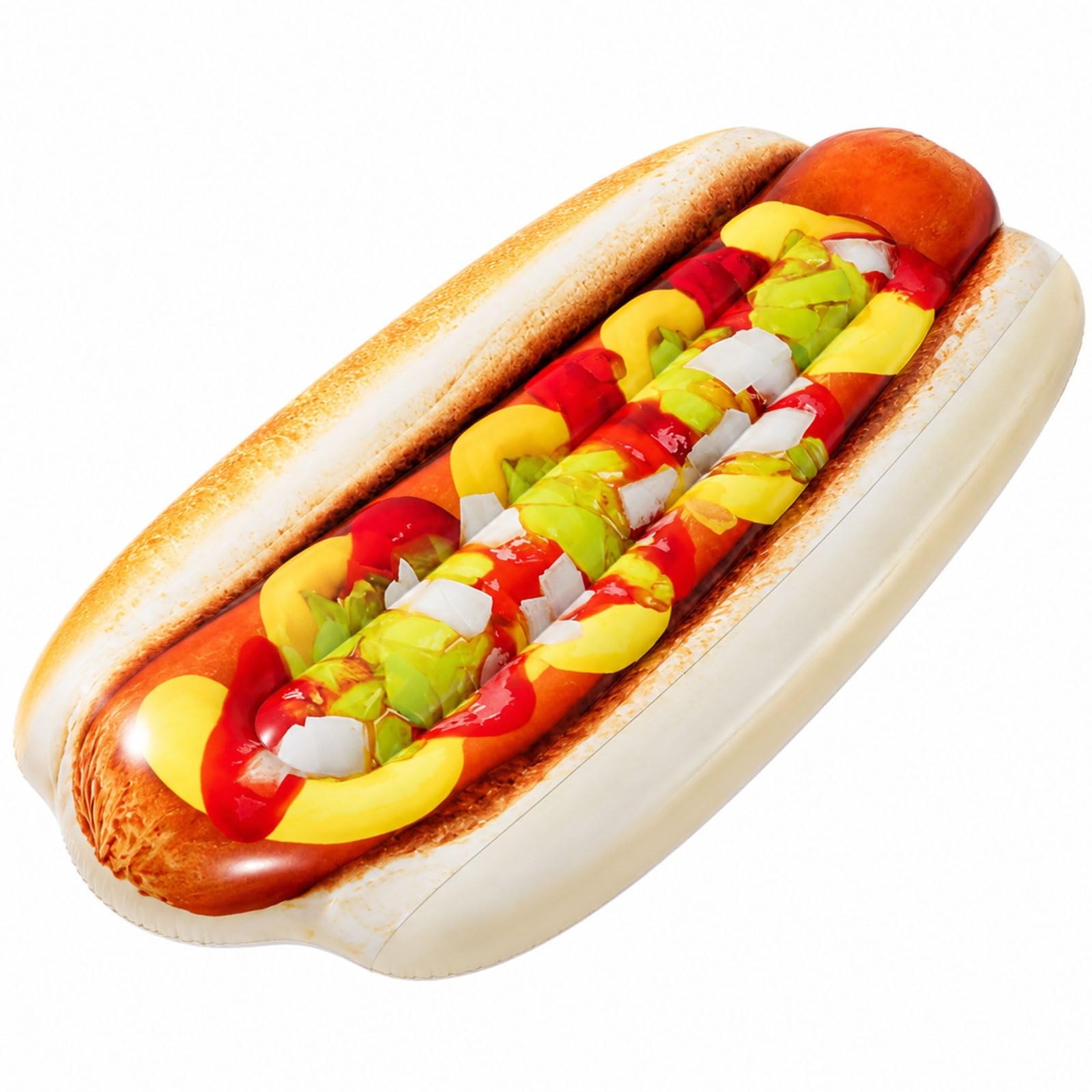 Cama Lounge De Agua Inflable con Forma De Hot Dog Divertida, Balsa Lounge