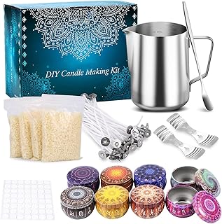 Funxim Kerzenherstellung Kit, DIY Kerzen Handwerk Werkzeuge mit Kerzendosen, Candle Making Gießtopf und Löffel, Candle Doc...