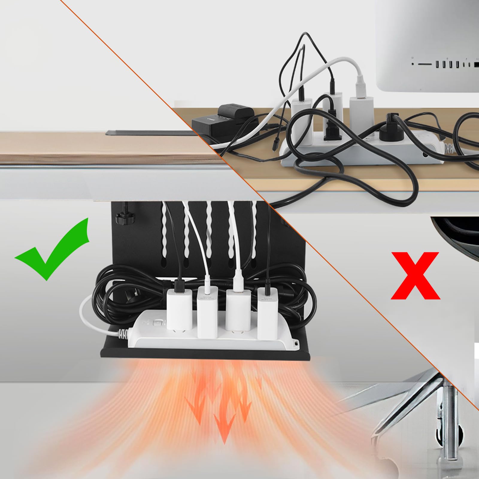 Snapklik.com : MILEGI Under Desk Cable Management Tray, 2 In 1 Desk ...