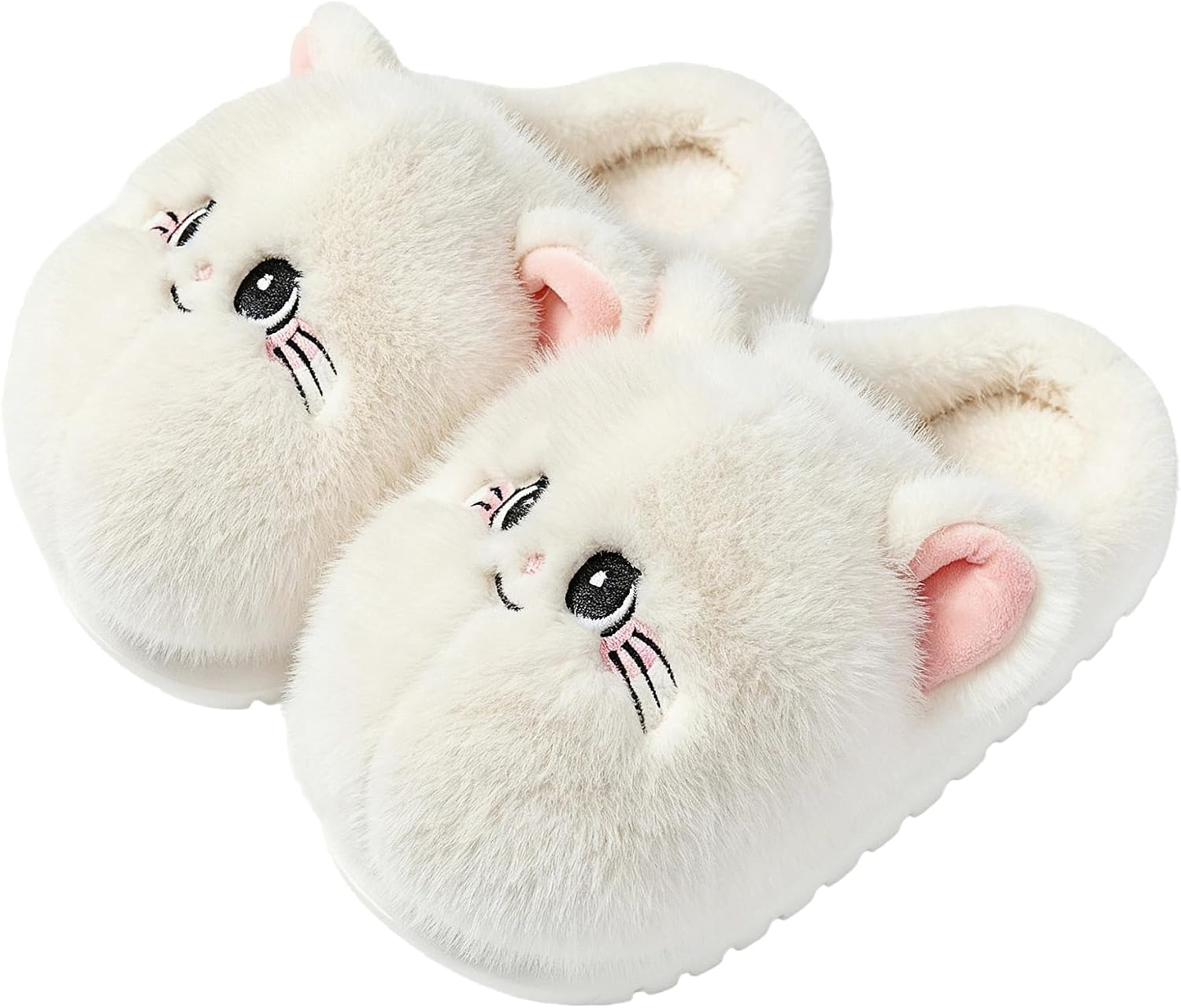 Women's Fuzzy Cat Slippers Soft Cozy Non-slip Indoor House Shoes