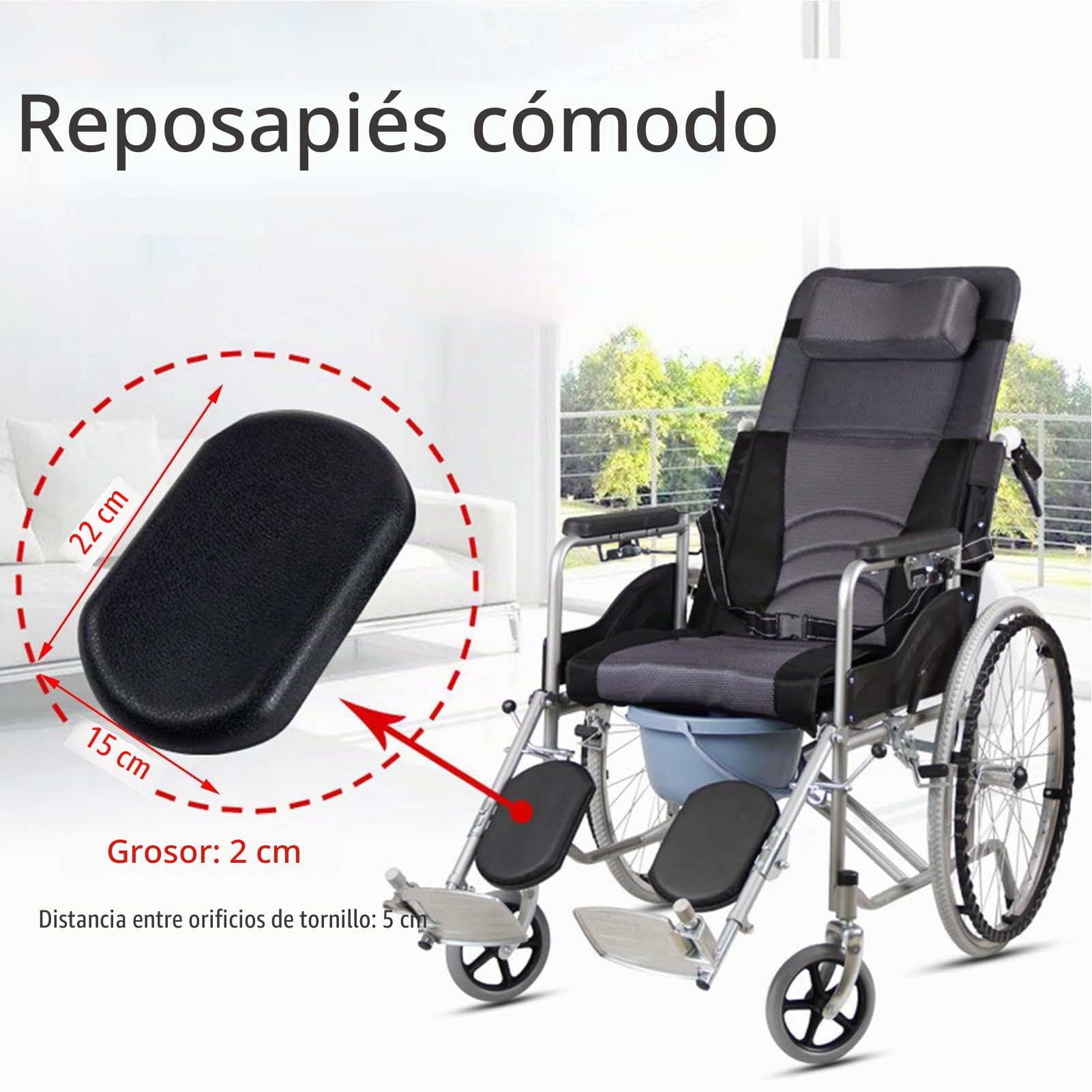 Reposapiernas Universal para Silla Ruedas con ReposapiéS Acolchado, áNgulo Ajustable 90°-180° Elevadores Reposapiernas para Silla Ruedas, FáCil Limpieza,1 Pair