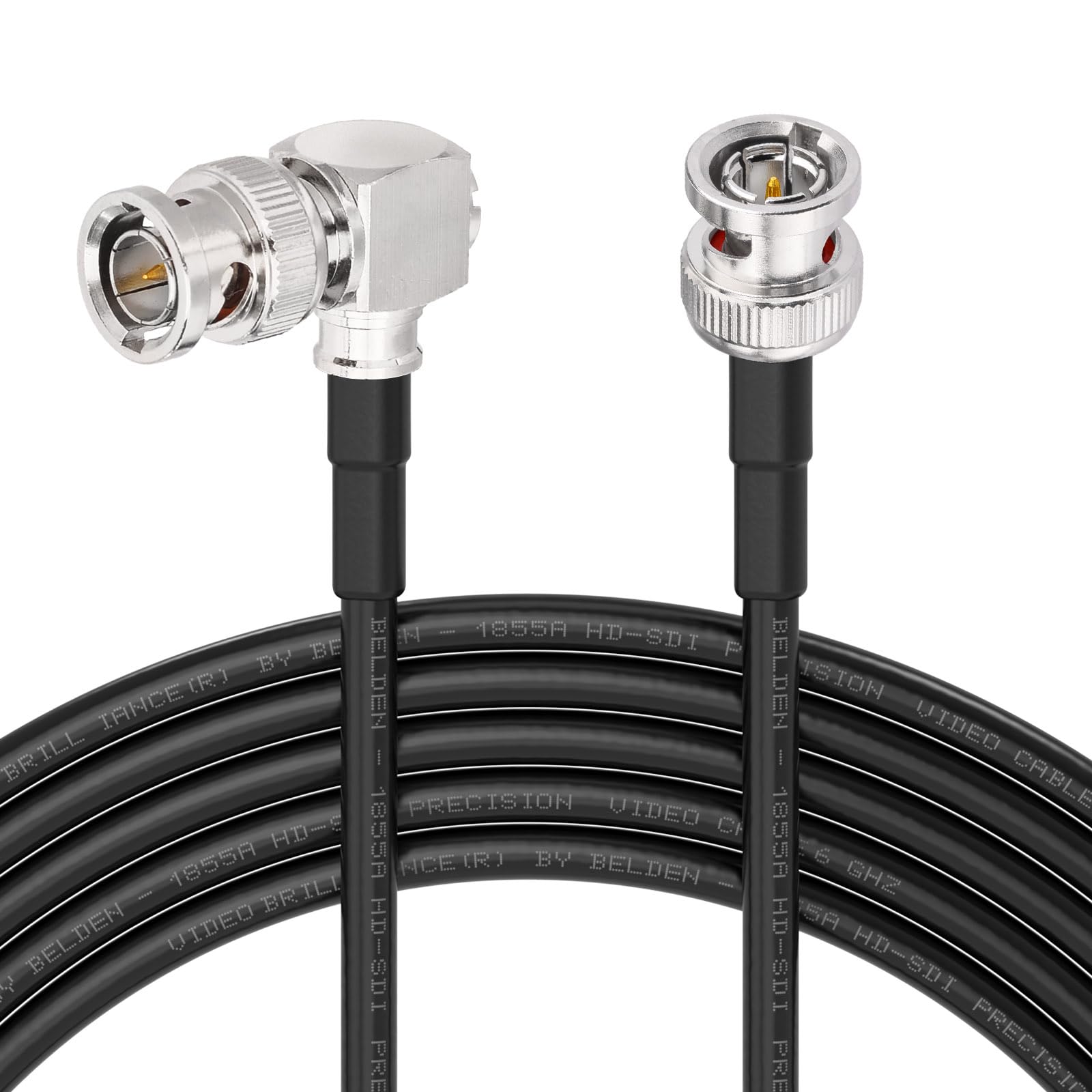 Superbat Cable de 3G/6G/HD SDI 2m,2Pieza Cable BNC Belden 1855A Cable 75ohm Macho a Macho en Ángulo Recto de Video SDI Soporta HD-SDI/3G-SDI/4K para Cámara Transmisión CCTV Monitor Conversor SDI etc.