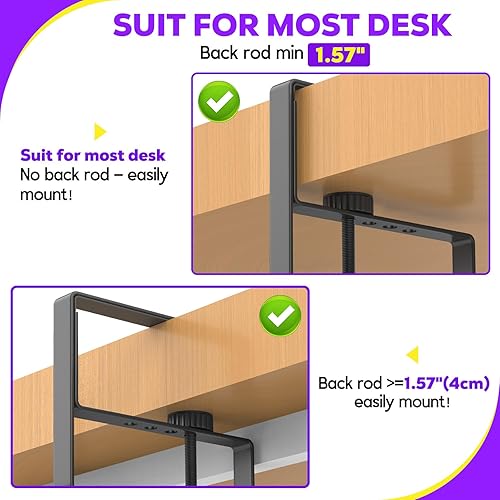 Miniatura 8 de Bandeja grande de tela resistente al fuego para organizar cables debajo del escritorio, organizador de cables de abrazadera ajustable, sin cable de