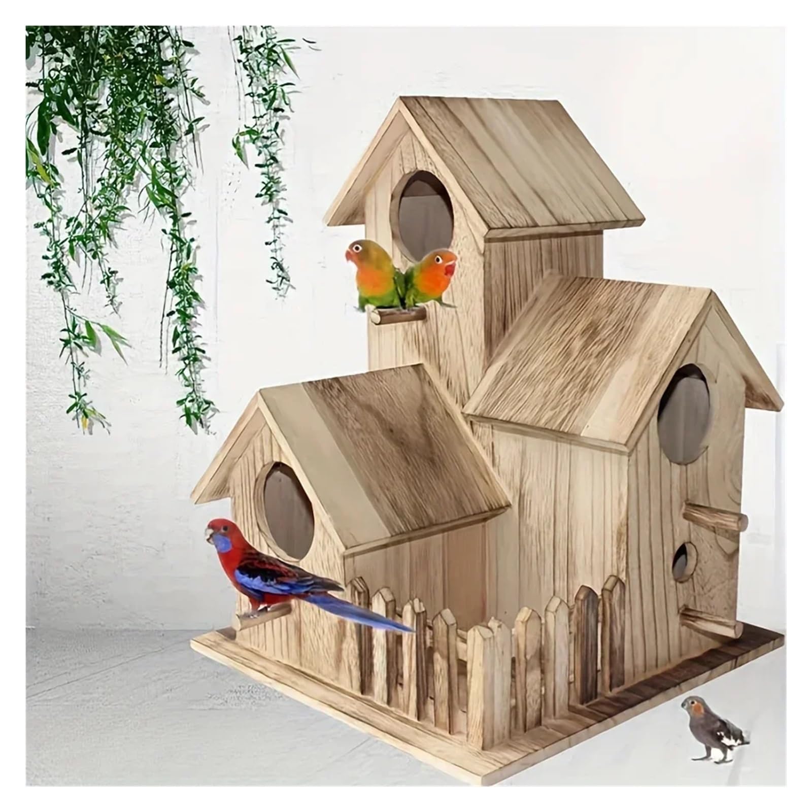 Nistkasten 1 Stück süßes Vogelnest, Vogelhaus im Villa-Stil, Papageiennest, aus Holz, Vogelkäfig-Zubehör, Vogelkäfig(Color 1)