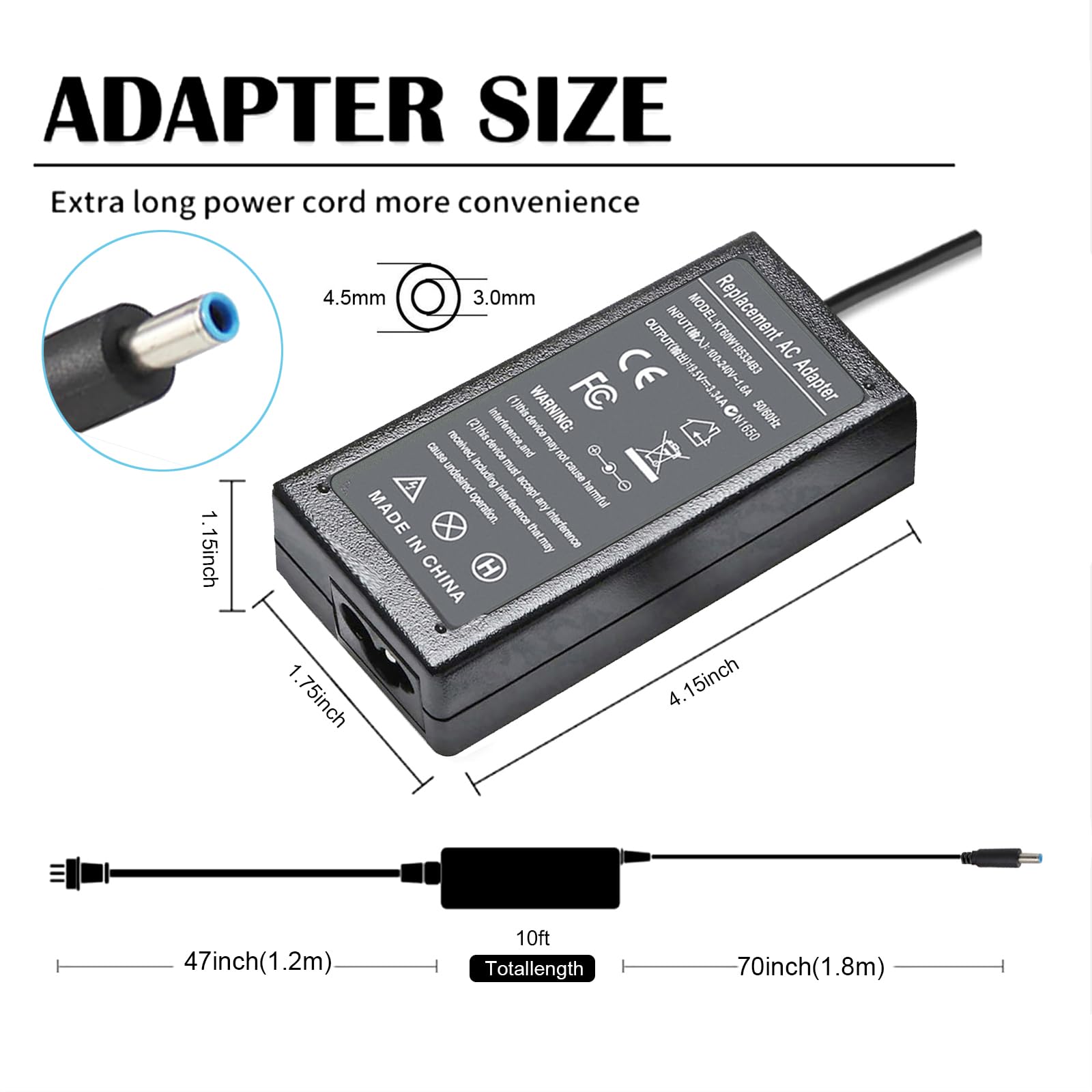 65W/45W USB-C Laptop Charger For Dell Inspiron, Latitude, XPS - 19.5V, 4.62A, Round Tip, 5-Year Warranty