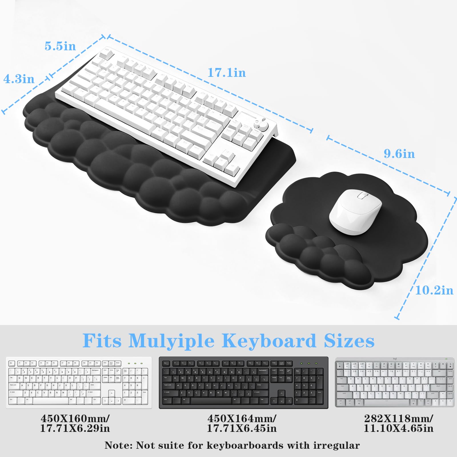 Ergonomic Keyboard Stand with Wrist Rest - Cloud Set -4