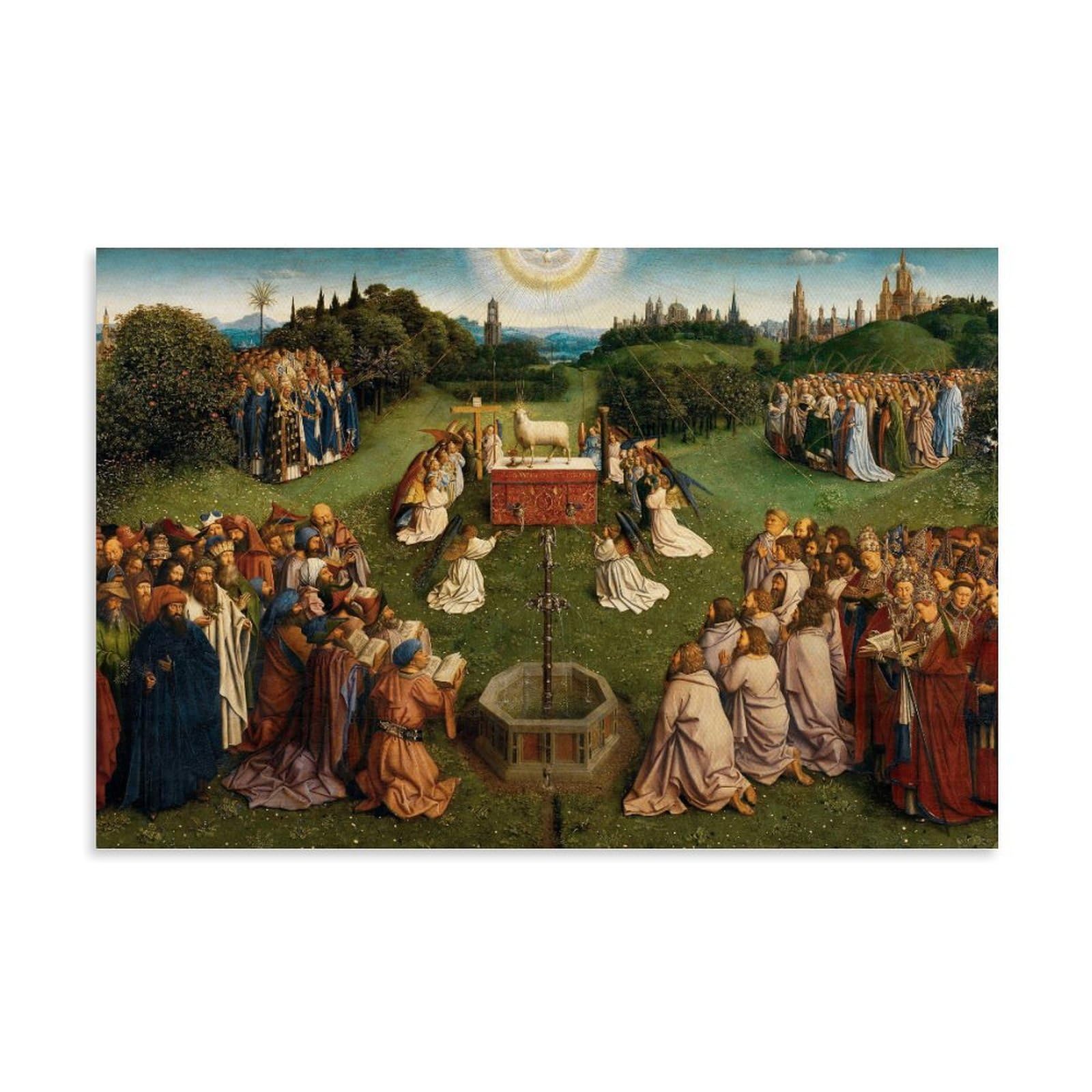 Jan Van Eyck Painter Works《The Ghent Altarpiece Adoration of The Mystic Lamb》Printed Posters Gifts Canvas Painting Wall Art Decorative Picture Prints Modern Decor 24x36inch(60x90cm)