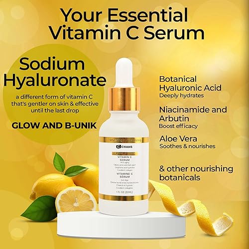 Miniatura 5 de CCHANS Sérum de vitamina C 4 en 1, antienvejecimiento, hidratante, retinol, suero aclarante orgánico, ácido hialurónico y niacinamida, suero de