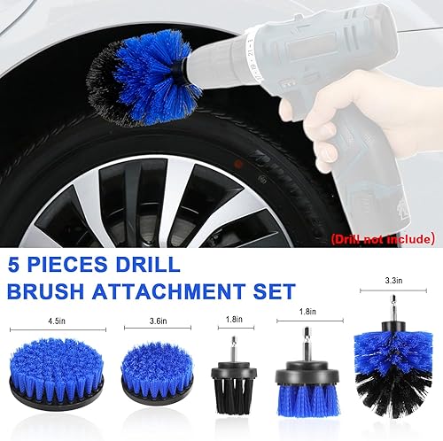 Miniatura 4 de RVGIVE Kit de limpieza de lavado de autos de 31 piezas con cepillo de detalles multifuncional, cepillo de neumáticos, toallas de esponja para