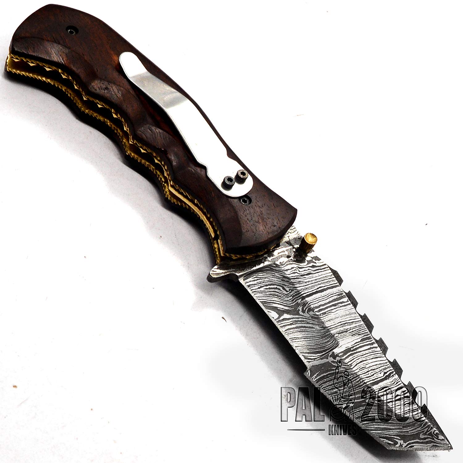 PAL 2000 Coltello fatto a mano in acciaio damascato con fodero Coltello da collezione - Coltello da cucina - Coltello da collezione - Coltello da regalo 9328
