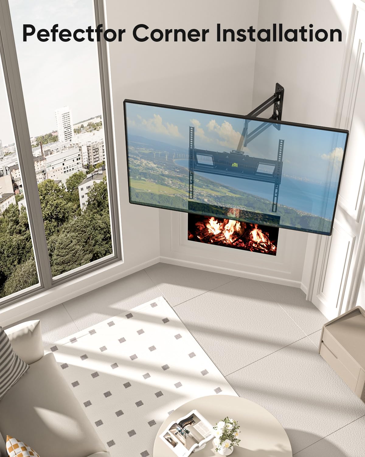 FORGING MOUNT Soporte de pared para TV de 26 a 65 pulgadas, soporte de TV de movimiento completo con extensión de 550 mm, rotación de 180° horizontal a vertical, montaje en pared inclinable, giratorio
