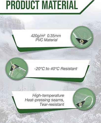 Miniatura 10 de FoundGo Lonas transparentes de 6 x 10 pies, vinilo de PVC resistente de 20 mil de grosor, lona de vidrio con ojales de metal, protege contra el