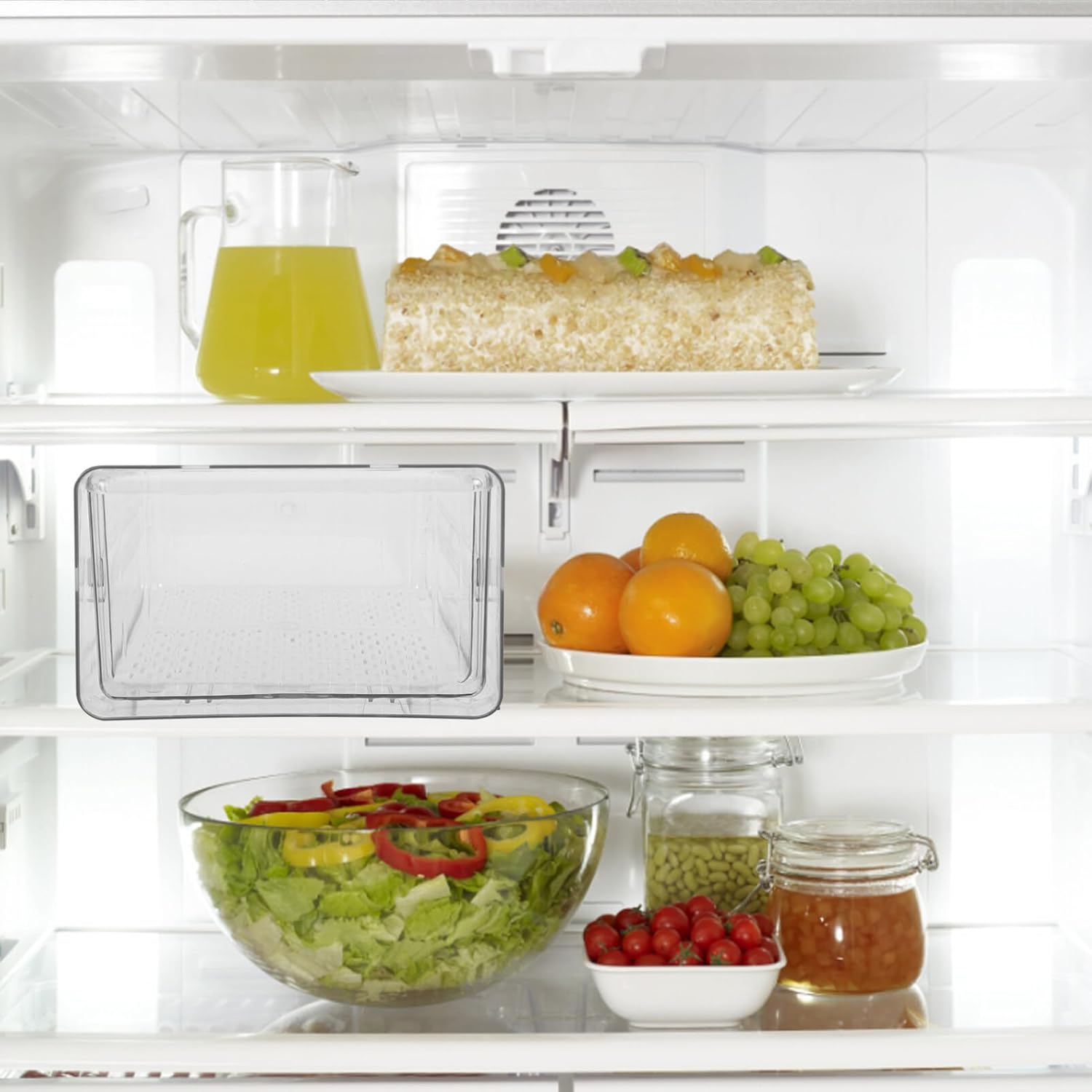 Angoily Stackable Refrigerator Organizer Box Drawer Plastic Storage for Fruits Vegetables and Snacks Easy to Clean Space-saving Design for Kitchen and Pantry