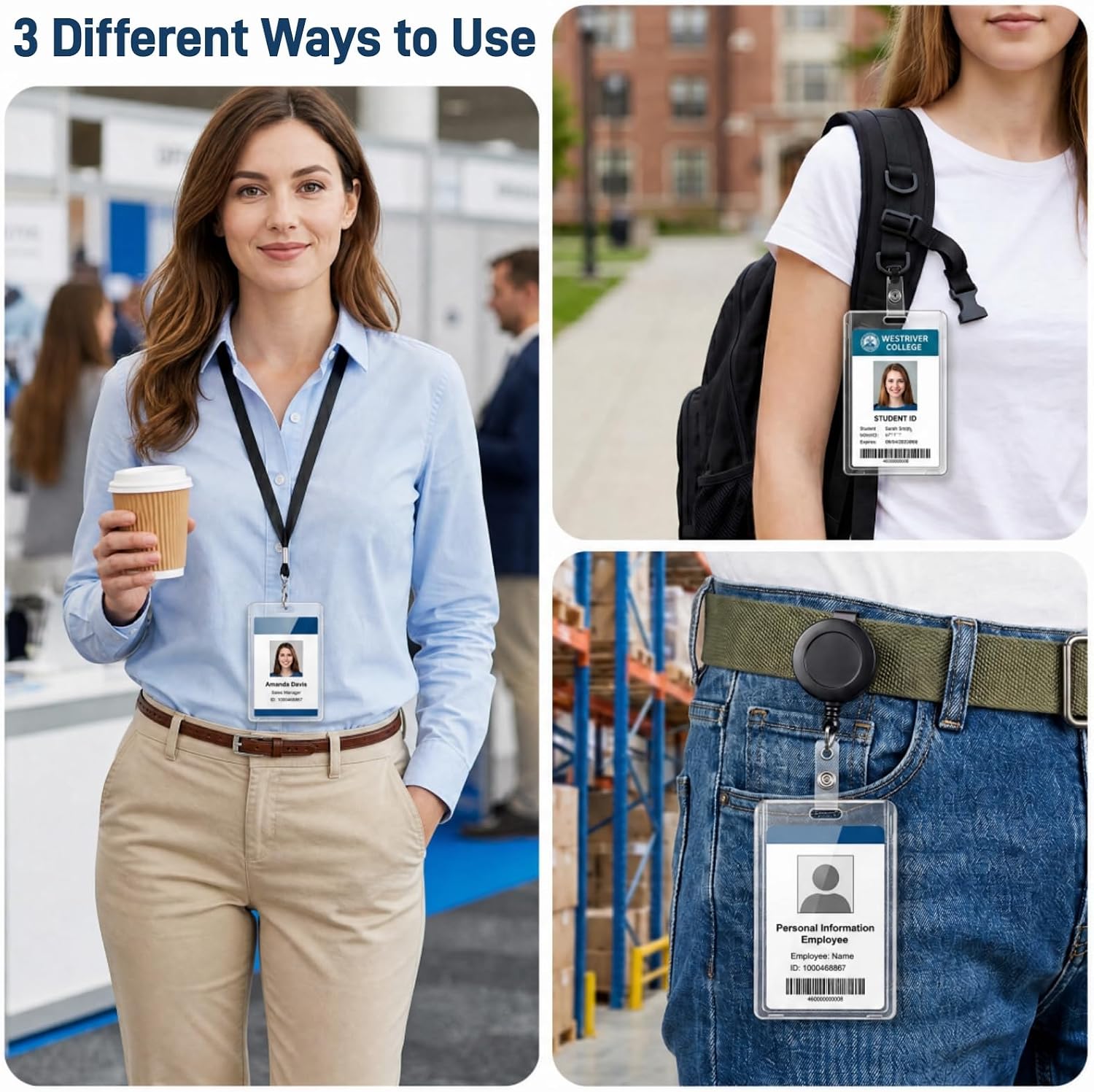 40 Pack Vertical 2-Card Badge Holder with Thumb Slots