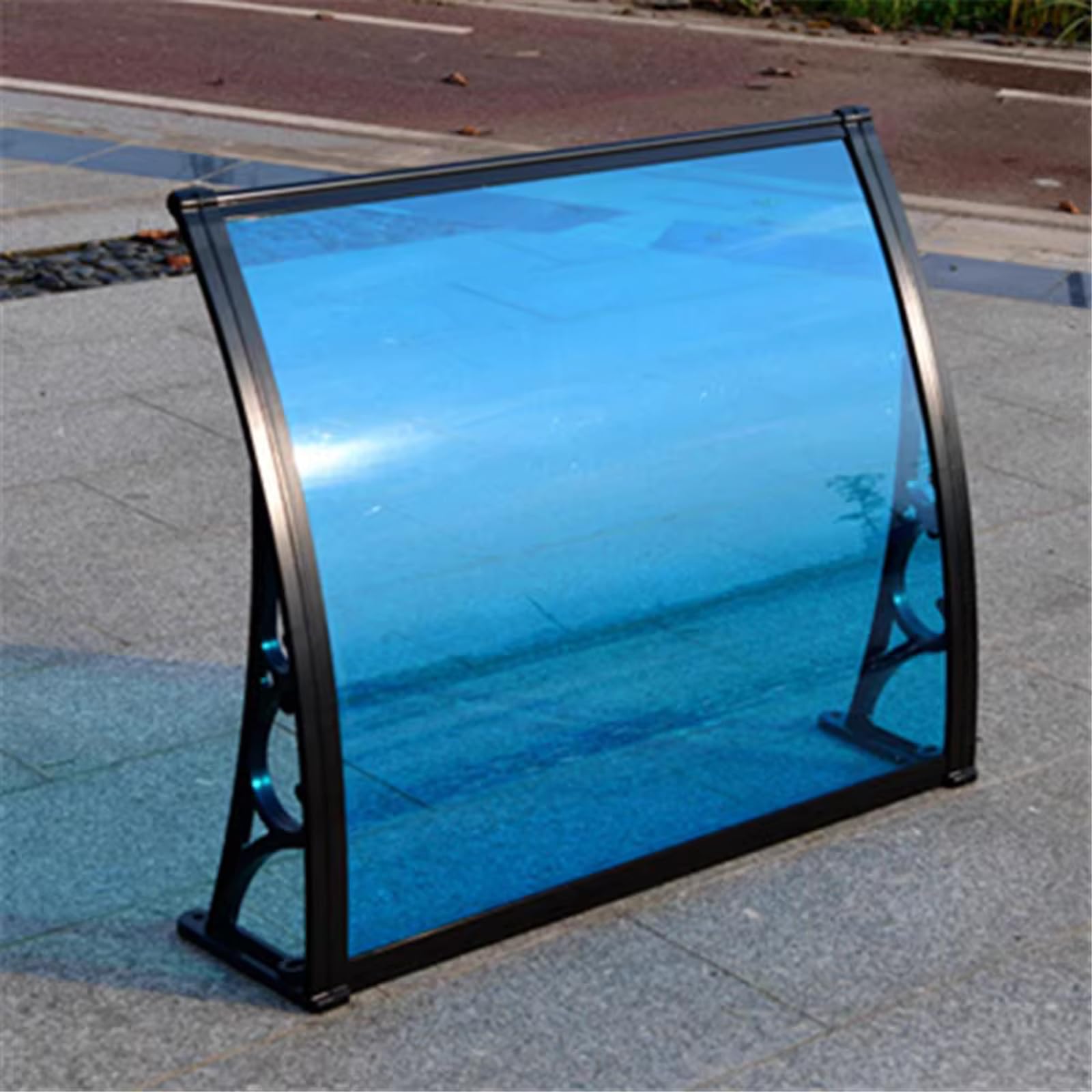GJZQDKX Blue Window Awnings, Aluminum & 2.5mm Polycarbonate Door Canopy, Rain & Sun Protection for Home Entry, Desktop Awning (60x560cm/24 x220)