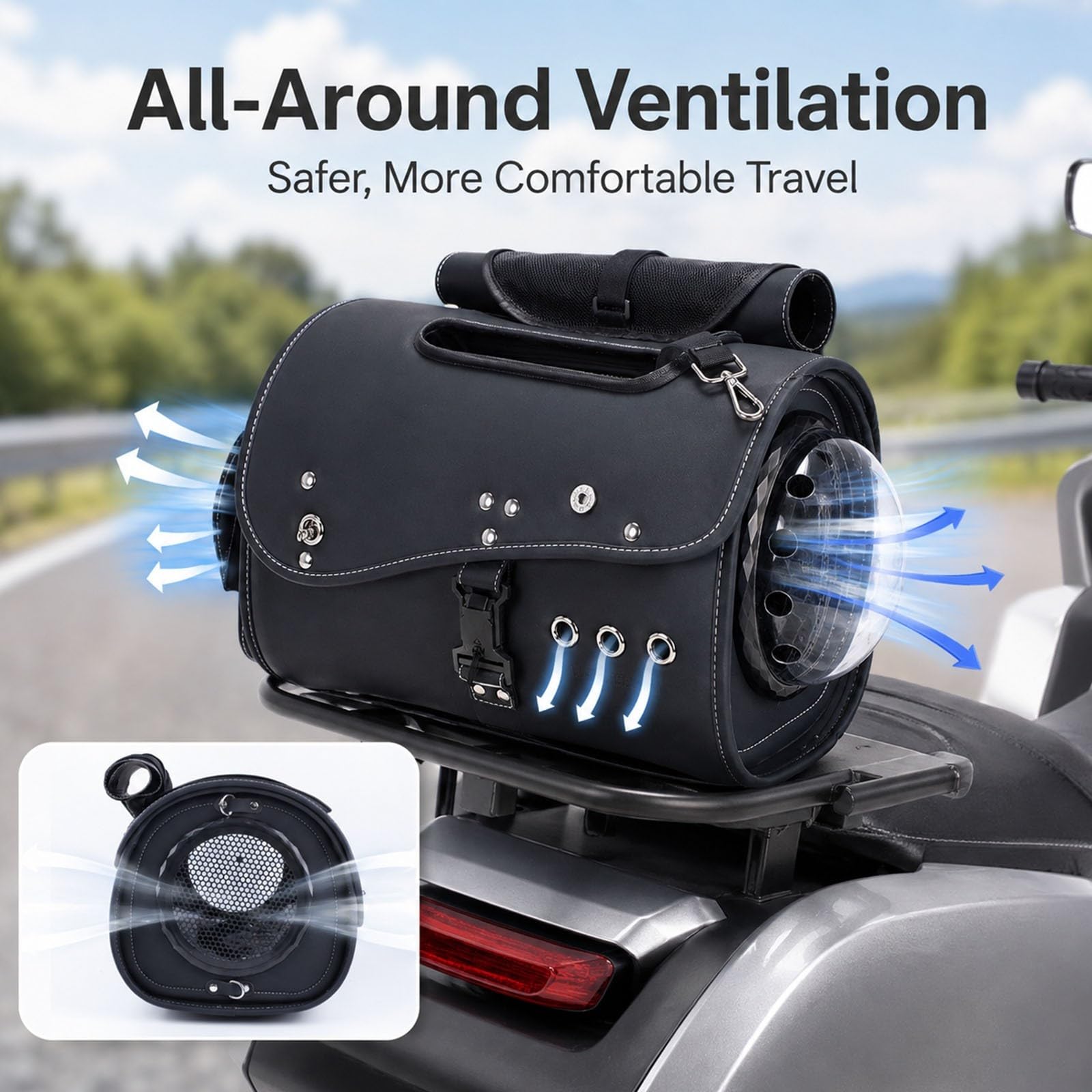 Transportín para Perro En Moto, Ventilado, hasta 5 Kg, para Portaequipajes