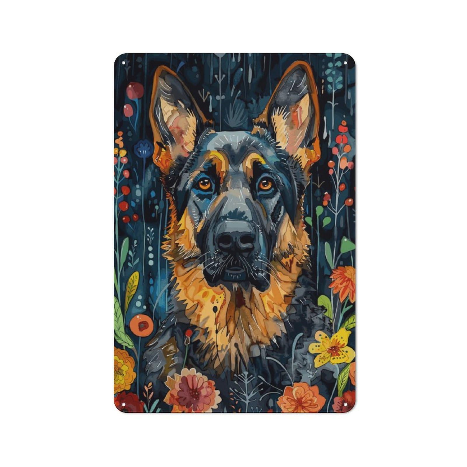 Junmoney German Shepherd Vintage Tin Wall Plaque 30X20cm For Hallway Wall, For Kitchen, Dining Room And Home Bar Wall Decor