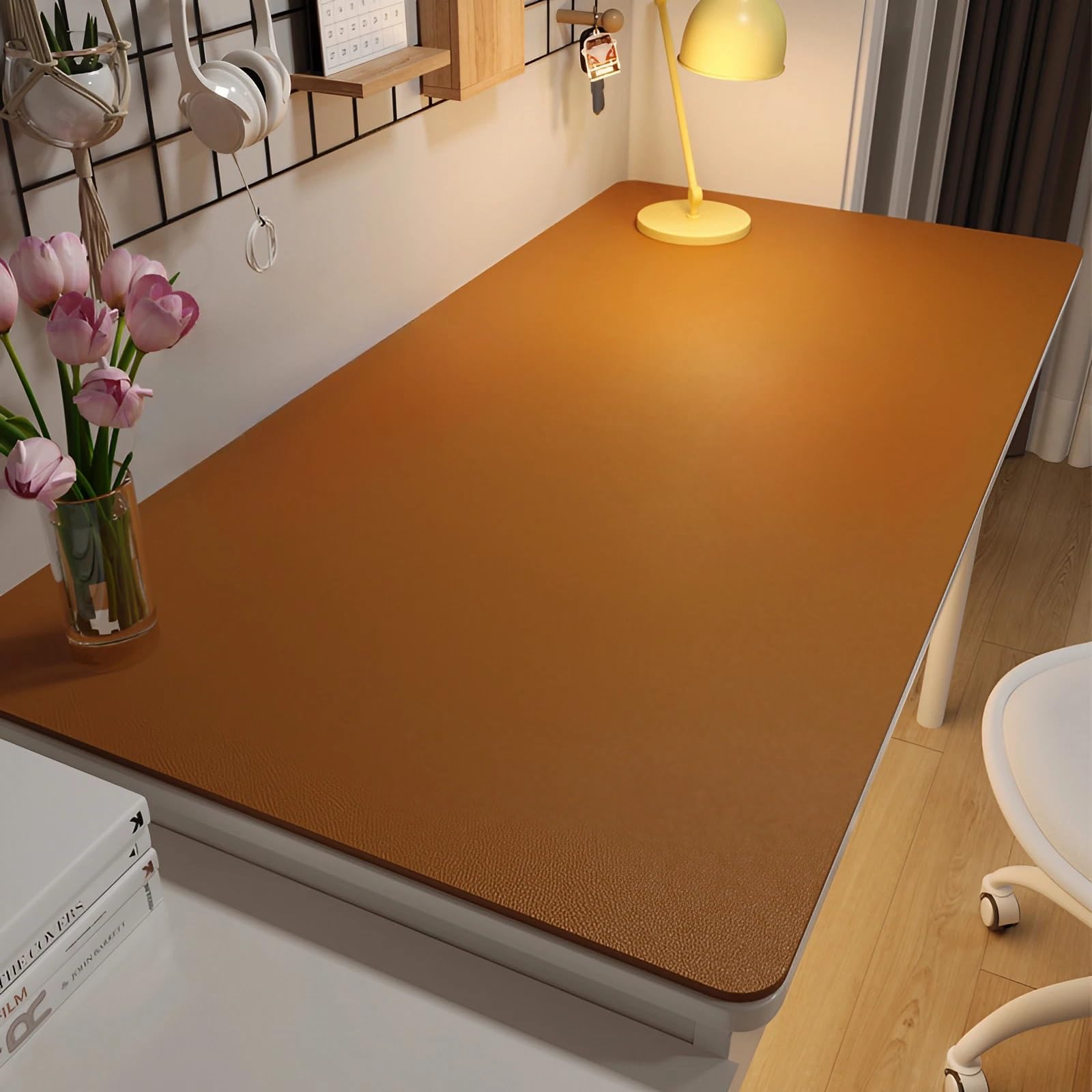 PU Leather Desk & Table Top Protector Mat, Non-Slip Surface Large/Small Waterproof Desk Mat for Keyboard, Mouse & Makeup Dressing Table(Brown,30 x 60 cm)